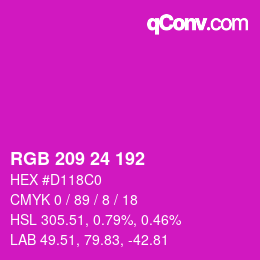 Color code: RGB 209 24 192 | qconv.com