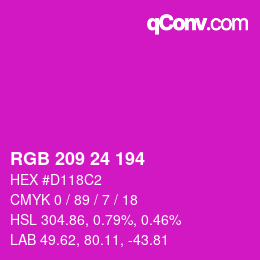 Color code: RGB 209 24 194 | qconv.com