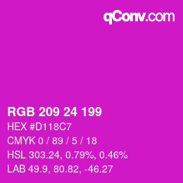 Color code: RGB 209 24 199 | qconv.com