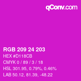 カラーコード: RGB 209 24 203 | qconv.com