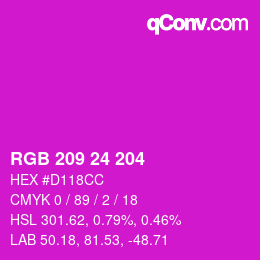 カラーコード: RGB 209 24 204 | qconv.com