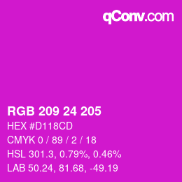 カラーコード: RGB 209 24 205 | qconv.com