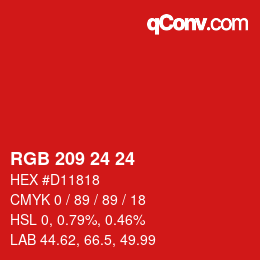 カラーコード: RGB 209 24 24 | qconv.com
