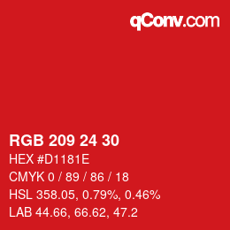 カラーコード: RGB 209 24 30 | qconv.com