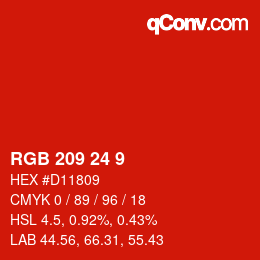 カラーコード: RGB 209 24 9 | qconv.com