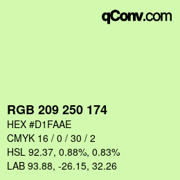 颜色代码: RGB 209 250 174 | qconv.com