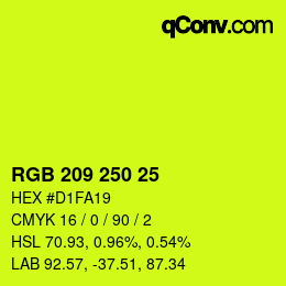 カラーコード: RGB 209 250 25 | qconv.com