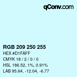 Color code: RGB 209 250 255 | qconv.com