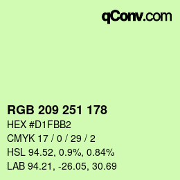 颜色代码: RGB 209 251 178 | qconv.com