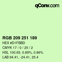 颜色代码: RGB 209 251 189 | qconv.com