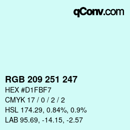 Color code: RGB 209 251 247 | qconv.com