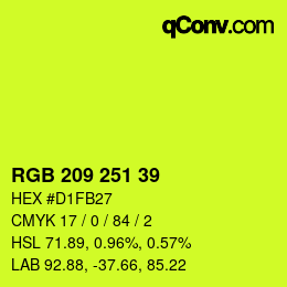 カラーコード: RGB 209 251 39 | qconv.com