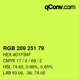 カラーコード: RGB 209 251 79 | qconv.com