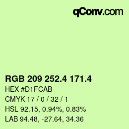 カラーコード: RGB 209 252.4 171.4 | qconv.com
