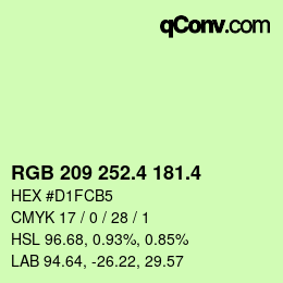 カラーコード: RGB 209 252.4 181.4 | qconv.com