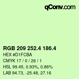 カラーコード: RGB 209 252.4 186.4 | qconv.com