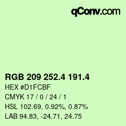 カラーコード: RGB 209 252.4 191.4 | qconv.com