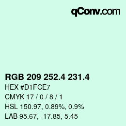 カラーコード: RGB 209 252.4 231.4 | qconv.com