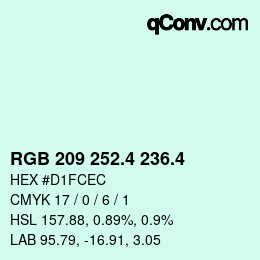 カラーコード: RGB 209 252.4 236.4 | qconv.com