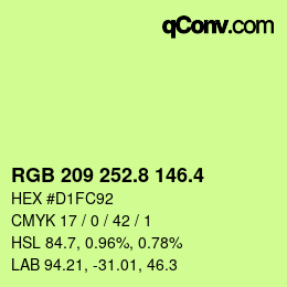 カラーコード: RGB 209 252.8 146.4 | qconv.com
