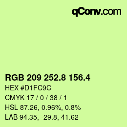カラーコード: RGB 209 252.8 156.4 | qconv.com