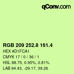 カラーコード: RGB 209 252.8 161.4 | qconv.com