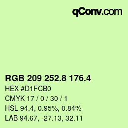 カラーコード: RGB 209 252.8 176.4 | qconv.com