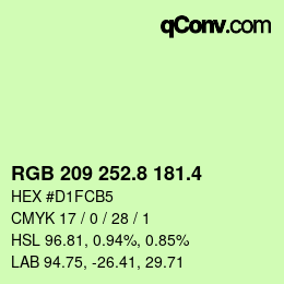カラーコード: RGB 209 252.8 181.4 | qconv.com