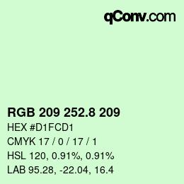 カラーコード: RGB 209 252.8 209 | qconv.com