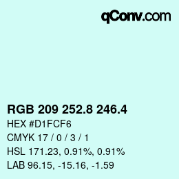 カラーコード: RGB 209 252.8 246.4 | qconv.com