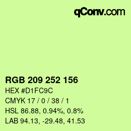 颜色代码: RGB 209 252 156 | qconv.com