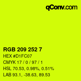 カラーコード: RGB 209 252 7 | qconv.com