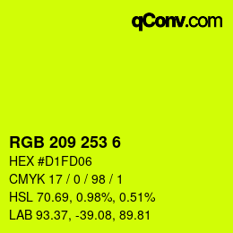 カラーコード: RGB 209 253 6 | qconv.com