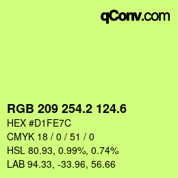カラーコード: RGB 209 254.2 124.6 | qconv.com