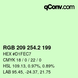 カラーコード: RGB 209 254.2 199 | qconv.com