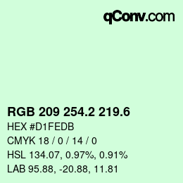 カラーコード: RGB 209 254.2 219.6 | qconv.com