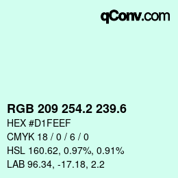 カラーコード: RGB 209 254.2 239.6 | qconv.com