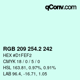 カラーコード: RGB 209 254.2 242 | qconv.com