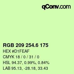 カラーコード: RGB 209 254.6 175 | qconv.com