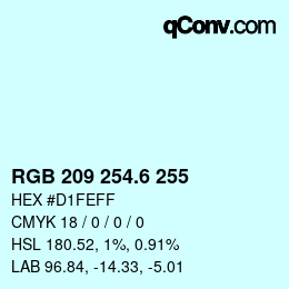 カラーコード: RGB 209 254.6 255 | qconv.com