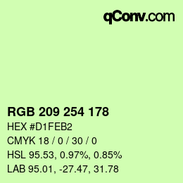 Color code: RGB 209 254 178 | qconv.com