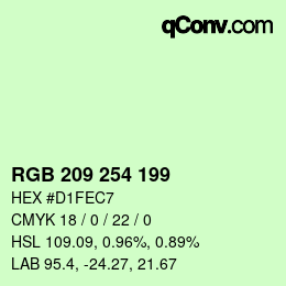 カラーコード: RGB 209 254 199 | qconv.com