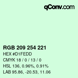 Código de color: RGB 209 254 221 | qconv.com