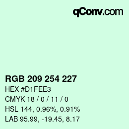 Color code: RGB 209 254 227 | qconv.com