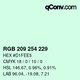 Color code: RGB 209 254 229 | qconv.com