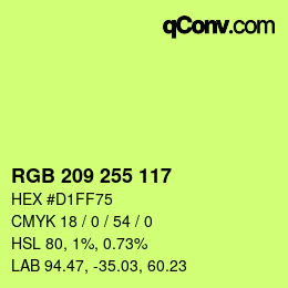 Color code: RGB 209 255 117 | qconv.com