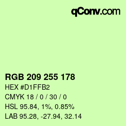 Color code: RGB 209 255 178 | qconv.com