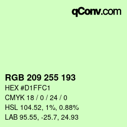 Color code: RGB 209 255 193 | qconv.com