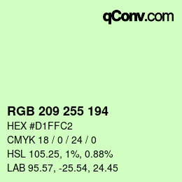 Color code: RGB 209 255 194 | qconv.com