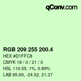 カラーコード: RGB 209 255 200.4 | qconv.com